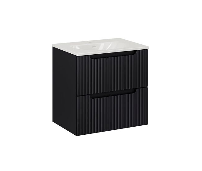 Móvel de lavatório simples encastrado 60cm 2 gavetas riva noir