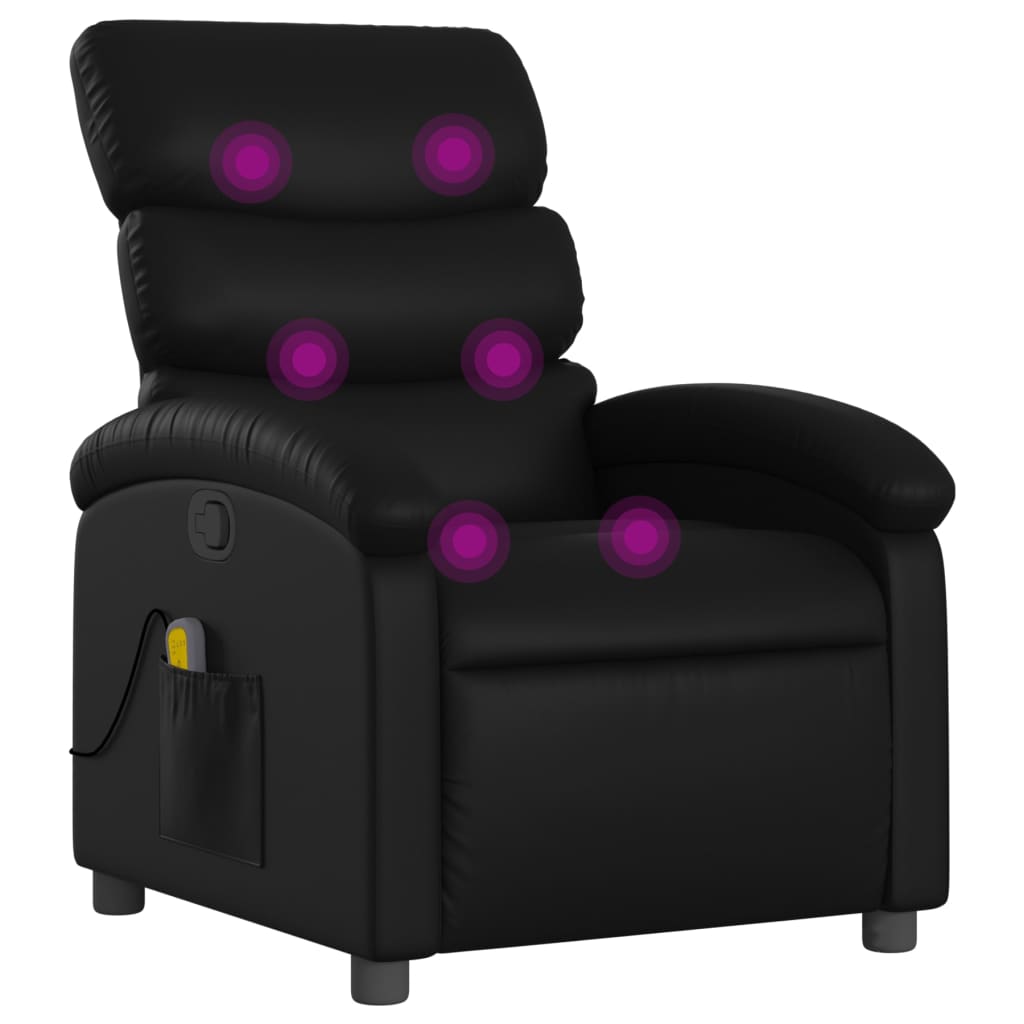Vidaxl poltrona de massagens reclinável couro artificial preto
