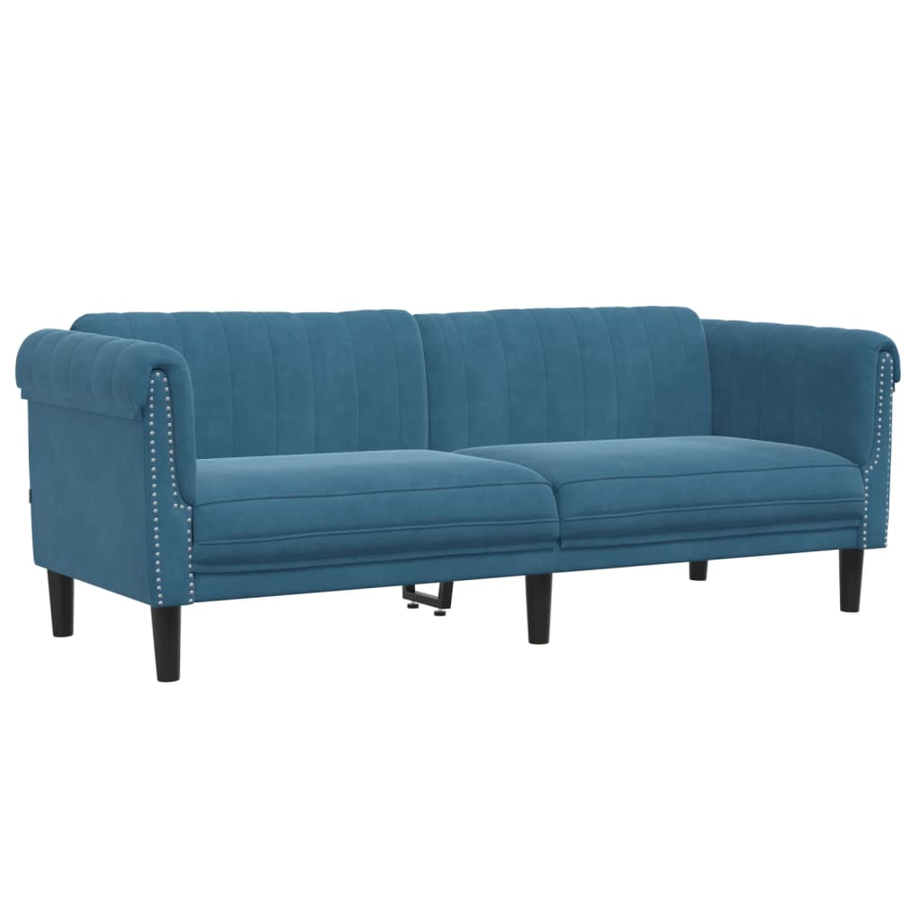 Vidaxl sofá de 3 lugares veludo azul