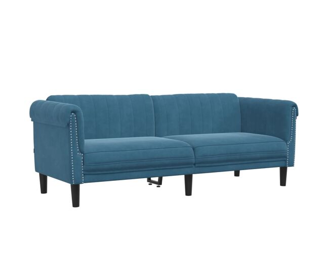 Vidaxl sofá de 3 lugares veludo azul