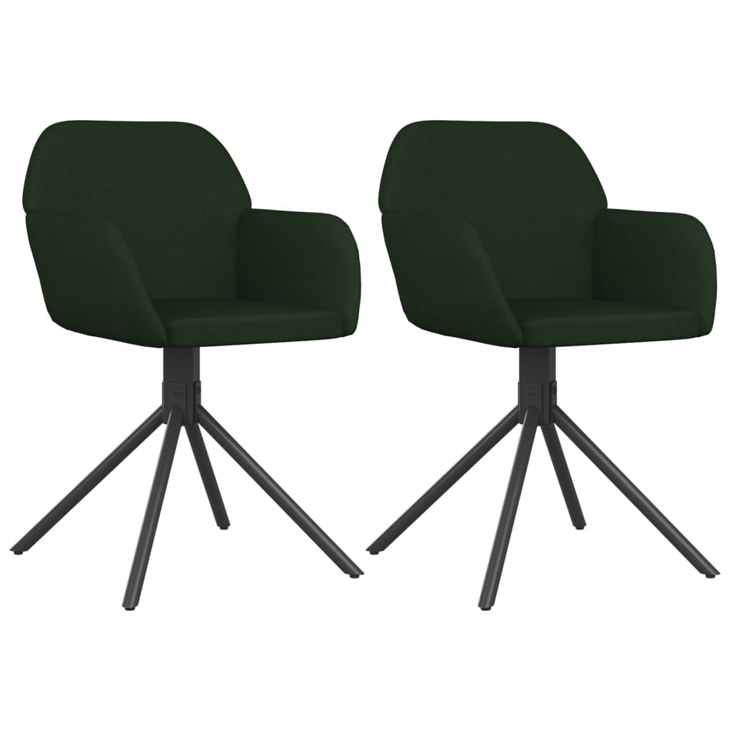 Vidaxl cadeiras de jantar giratorias 2 pcs veludo verde-escuro