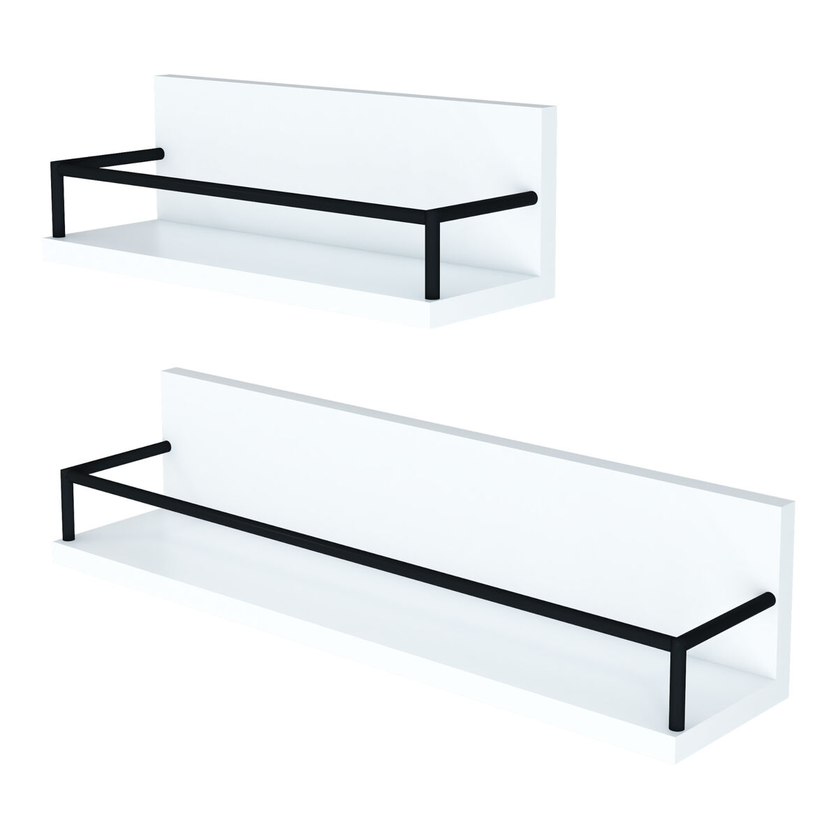 Conjunto de 2 prateleiras flutuantes grue em aglomerado de madeira 60x14x14 cm - branco/preto [en.casa]