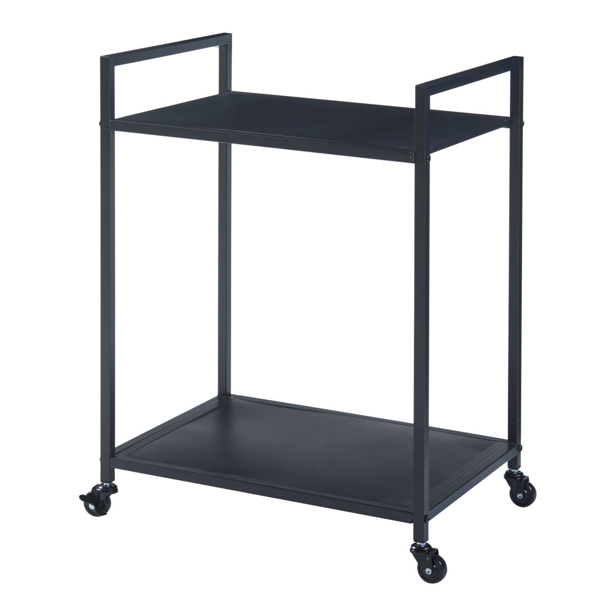 Carrinho de serviço lesja com 2 prateleiras pega metálica 69x50x36cm - preto [en.casa]