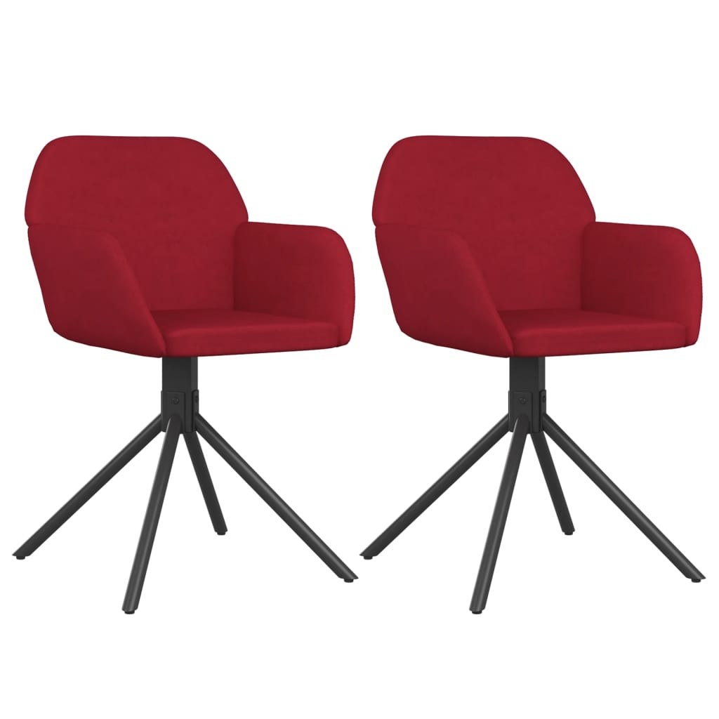Vidaxl cadeiras de jantar giratórias 2 pcs veludo vermelho tinto