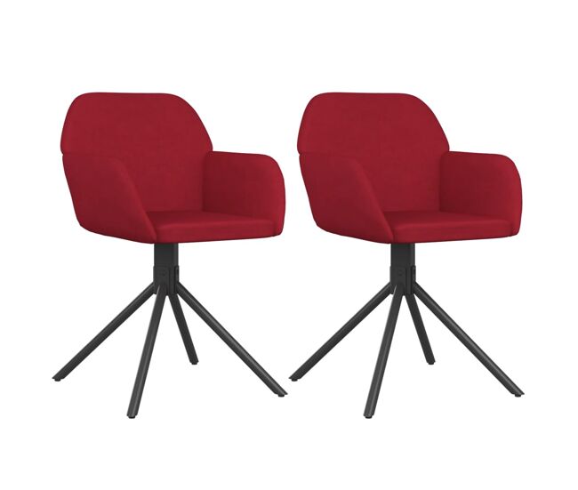 Vidaxl cadeiras de jantar giratórias 2 pcs veludo vermelho tinto