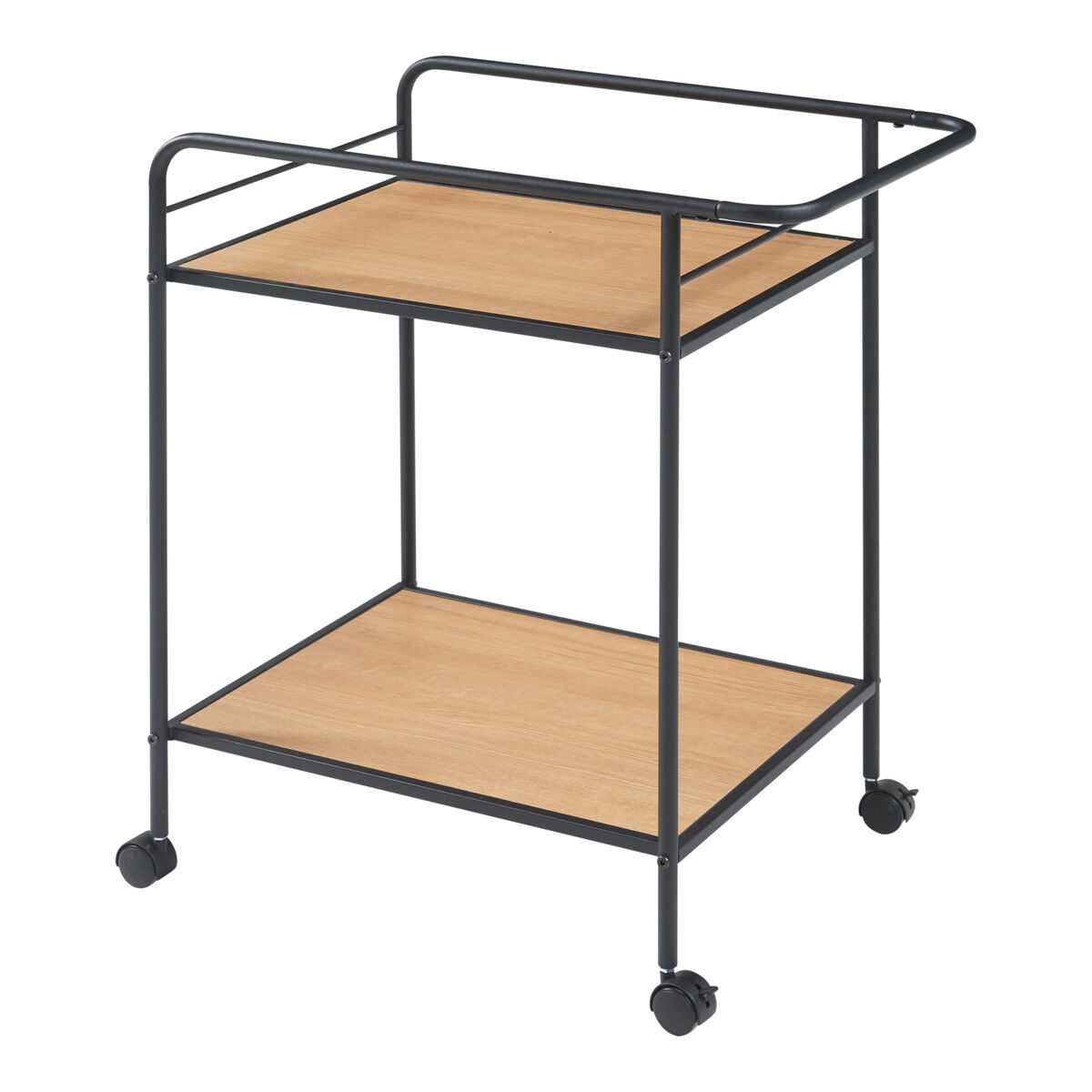 [en.casa] Carro de serviço Hole com 2 prateleiras em metal MDF 62 Preto/ Creme