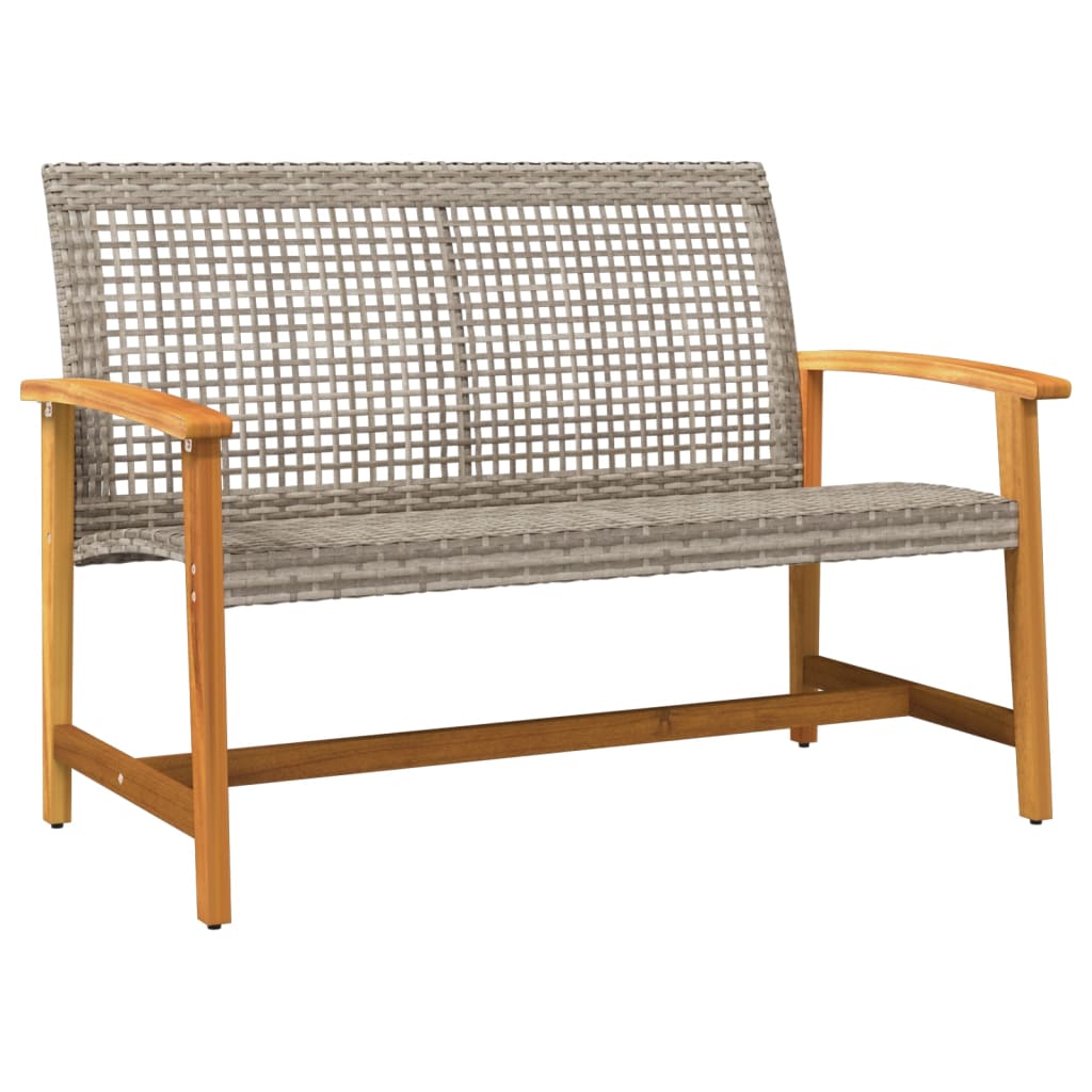 Vidaxl banco de jardim 112 cm vime pe e madeira de acácia cinzento