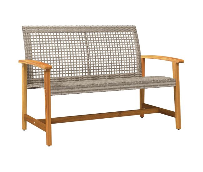 Vidaxl banco de jardim 112 cm vime pe e madeira de acácia cinzento