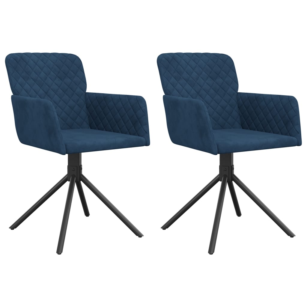 Vidaxl cadeiras de jantar giratórias 2 pcs veludo azul