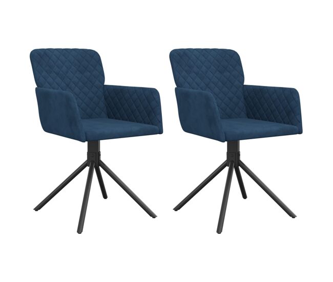 Vidaxl cadeiras de jantar giratórias 2 pcs veludo azul