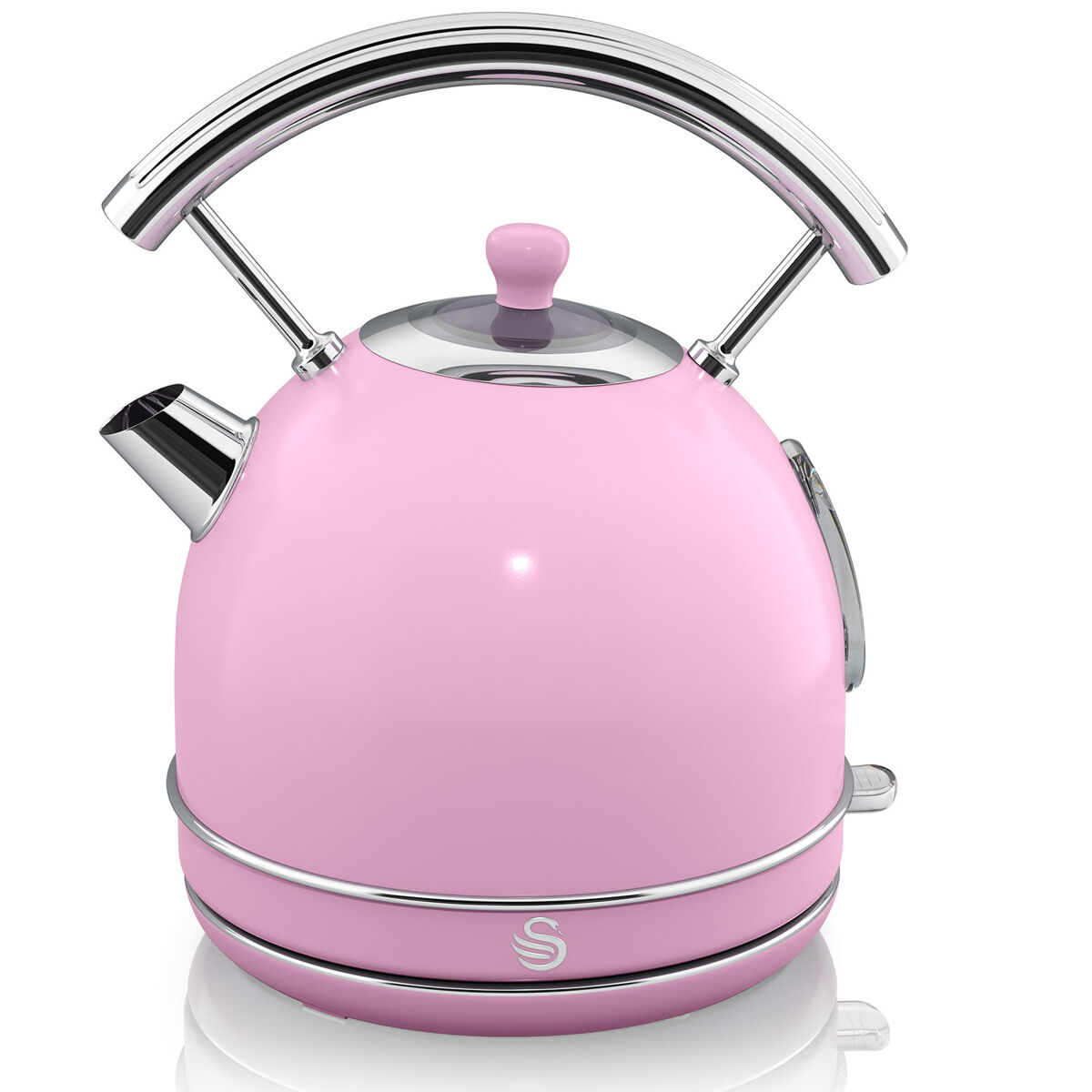Swan sk14630pneu retro chaleira eléctrica 1,8 l, jarro elétrico, aço inoxidável sem bpa, vintage, sem fios, 3000, cor de rosa