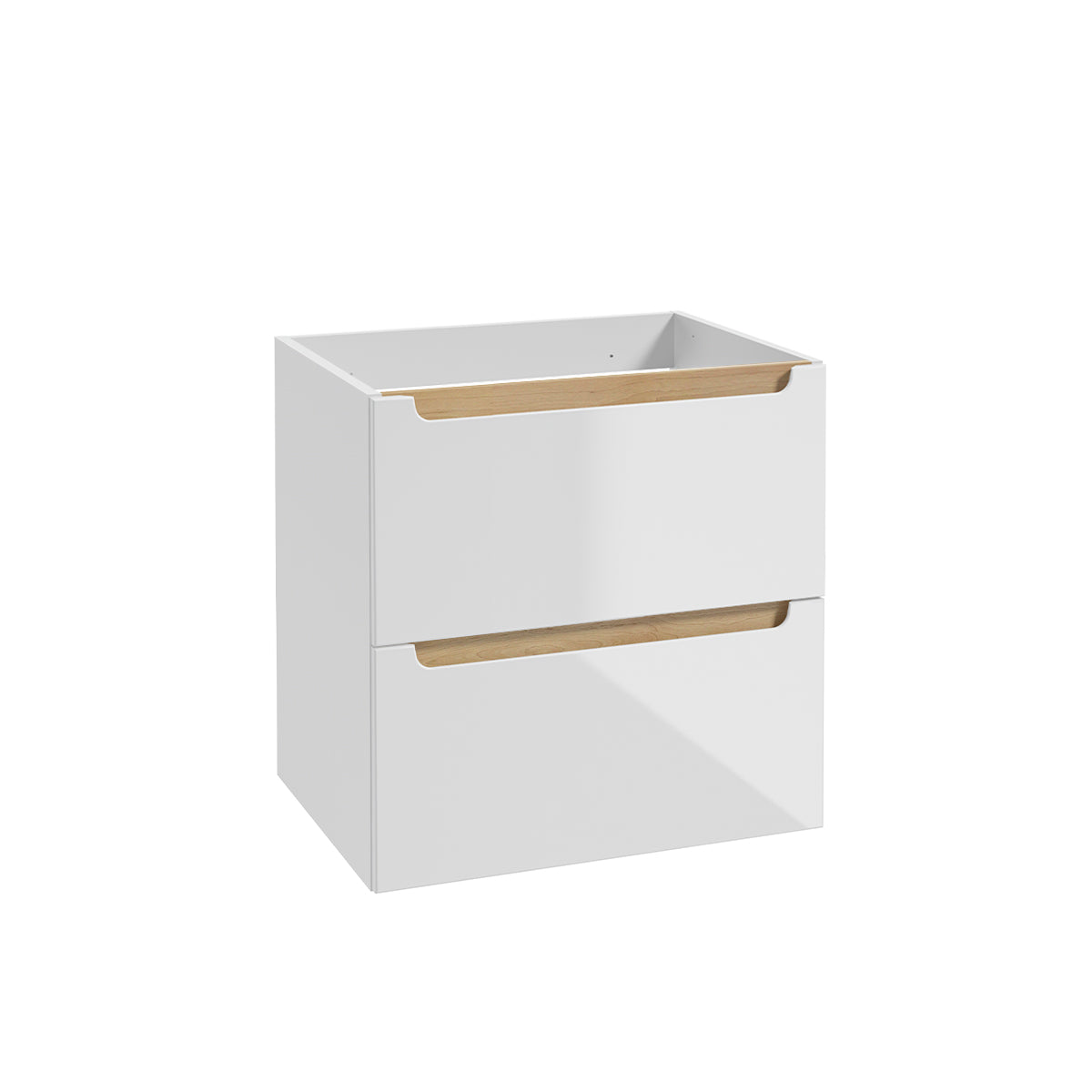Móvel sob-lavatório 60cm 2 gavetas livia branco e madeira