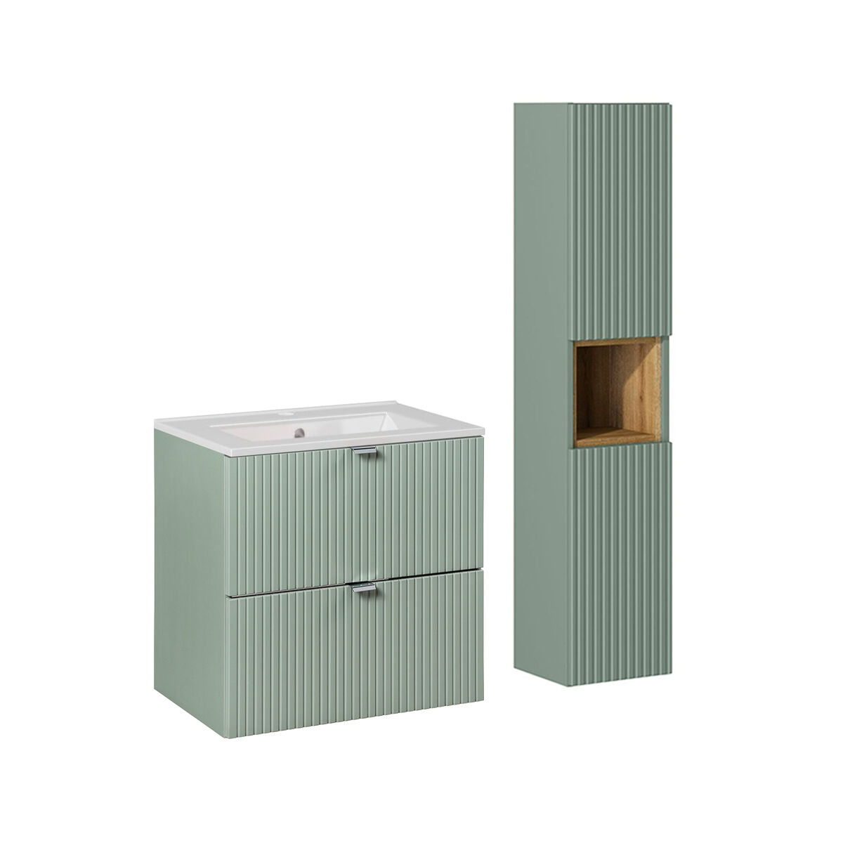 Lavatório individual 2 gavetas e pedestal Verde Jade