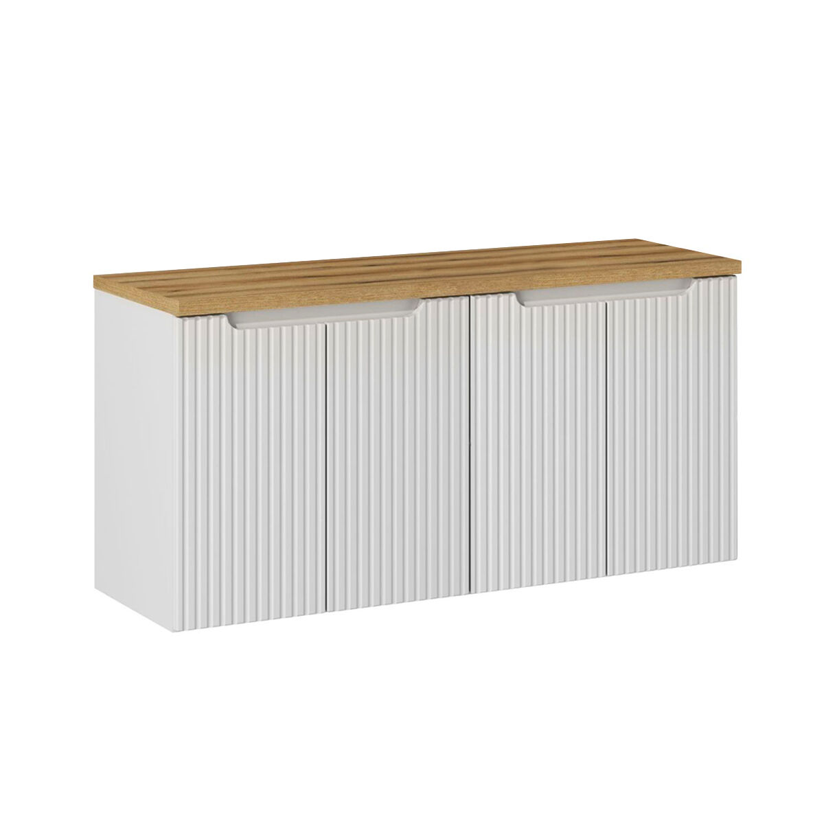 Móvel sob-lavatório 120cm 4 portas bancada riva branco e madeira