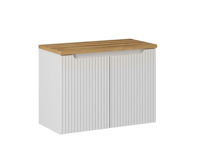 Móvel toucador 80cm 2 portas plano riva branco e madeira