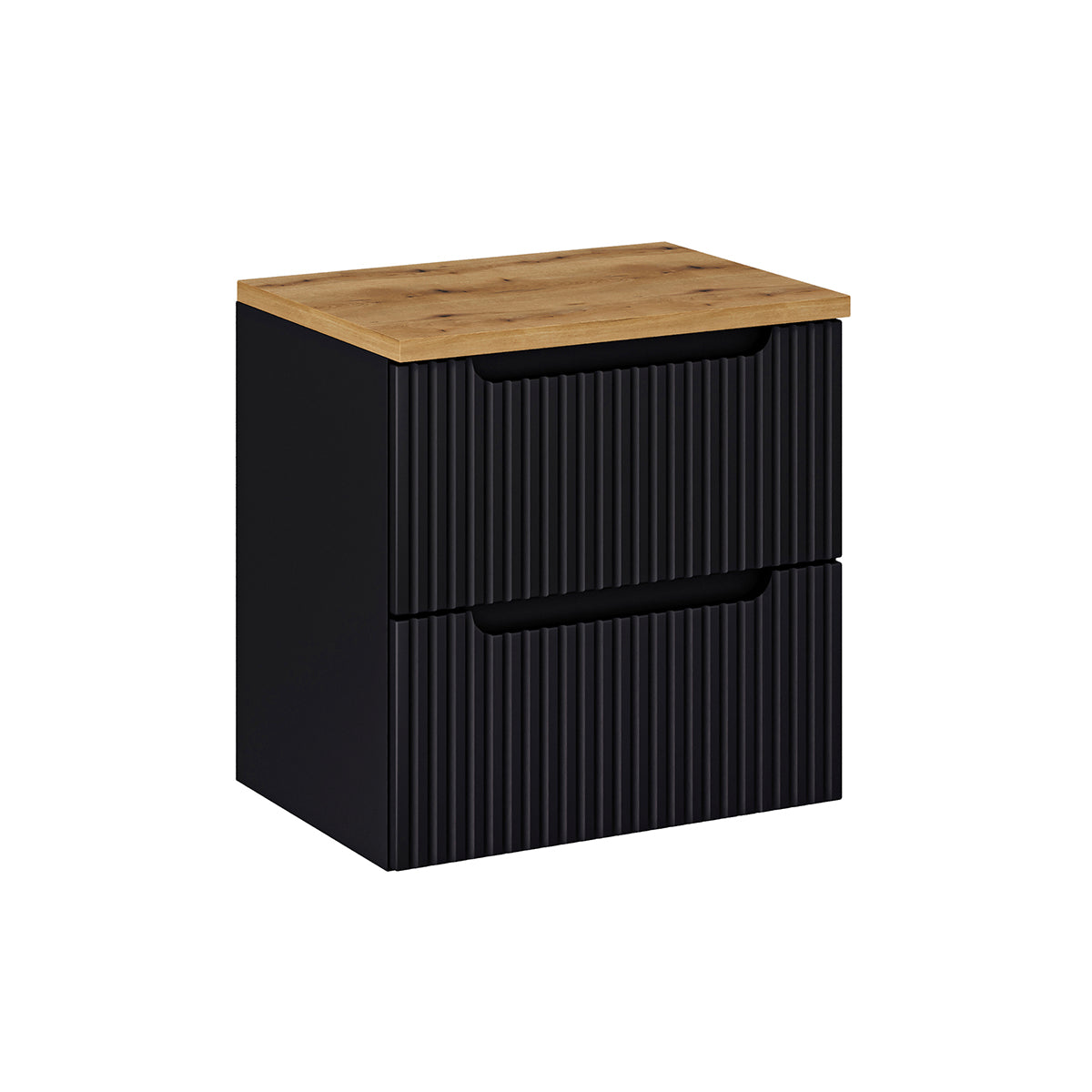 Móvel lavatório 60cm 2 gavetas plano riva noir e madeira