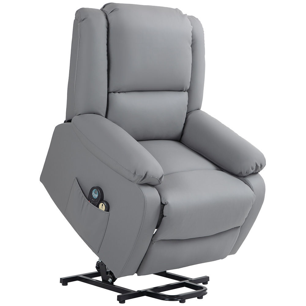 Homcom poltrona relax levanta pessoas elétrica poltrona com 8 pontos de massagem poltrona elétrica reclinável com função de aquecimento 2 controlos