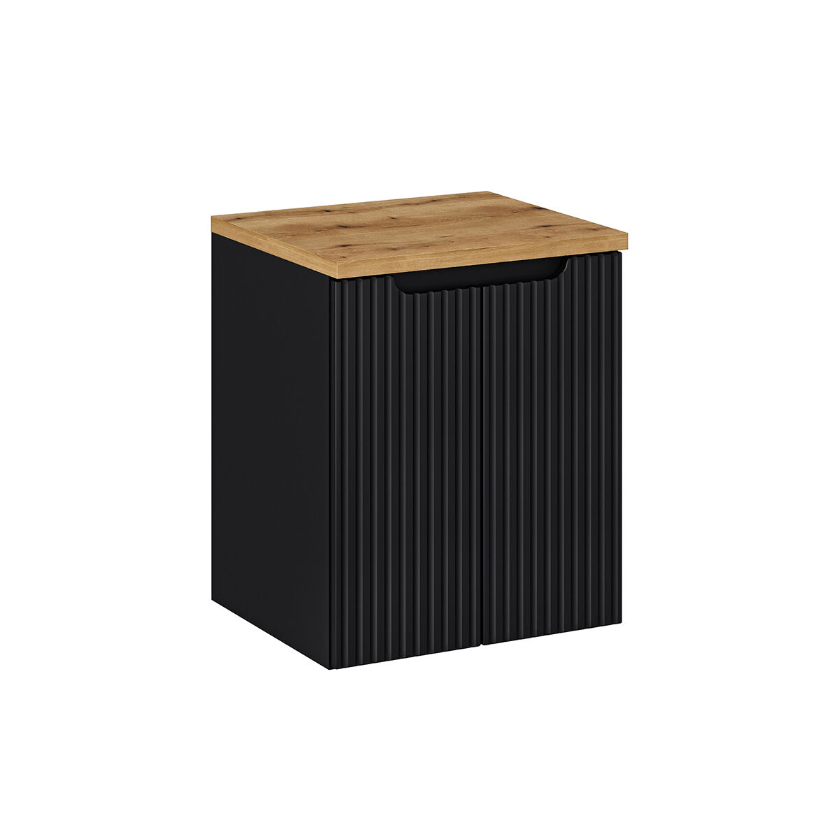 Móvel lavatório 50cm 2 portas plano riva noir e madeira