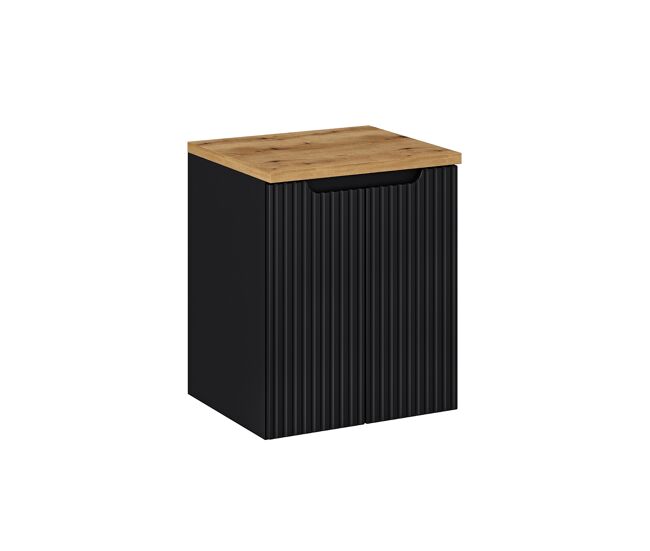 Móvel lavatório 50cm 2 portas plano riva noir e madeira
