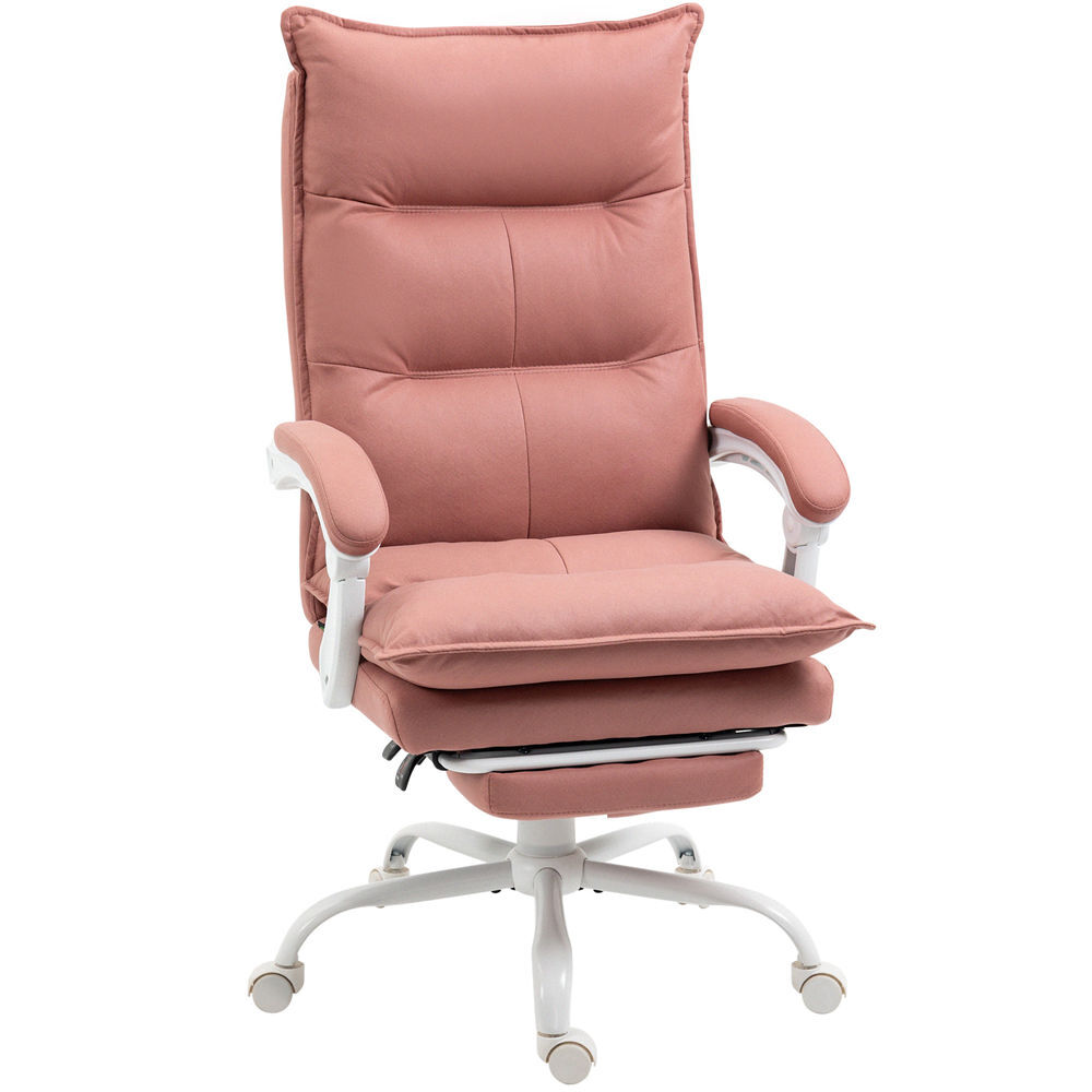 Vinsetto cadeira de escritório com 6 pontos de massagem e 5 modos cadeira de escritório reclinável com função de aquecimento altura ajustável e rodas para estúdio 66x74x114-121,5 cm rosa