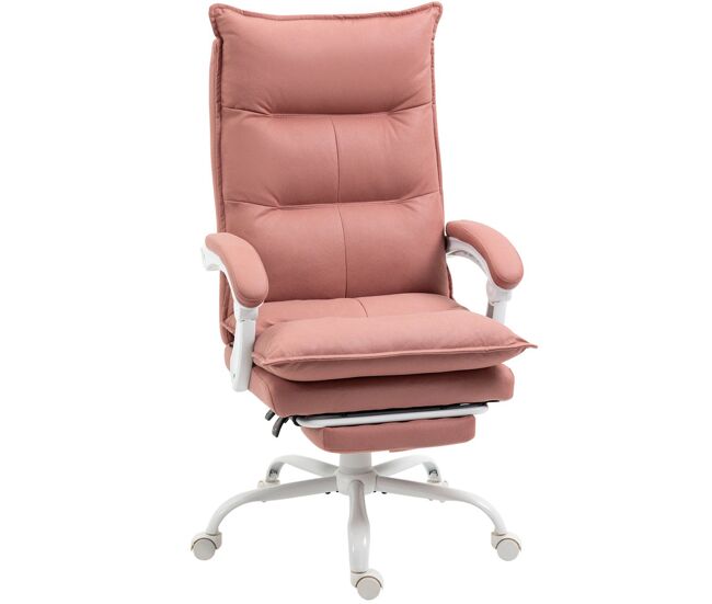 Vinsetto cadeira de escritório com 6 pontos de massagem e 5 modos cadeira de escritório reclinável com função de aquecimento altura ajustável e rodas para estúdio 66x74x114-121,5 cm rosa