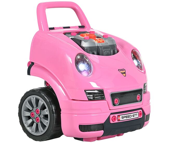 Homcom motor de caminhão para crianças acima de 3 anos conjunto de motor de brinquedo com 61 peças volante buzina faróis caixa de armazenamento e