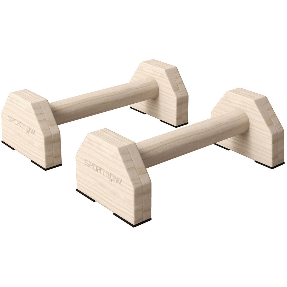 Sportnow barras paralelas de madeira para calistenia barras paralelas com tapete antideslizante para treino en ginásio casa 30x13x10 cm natural