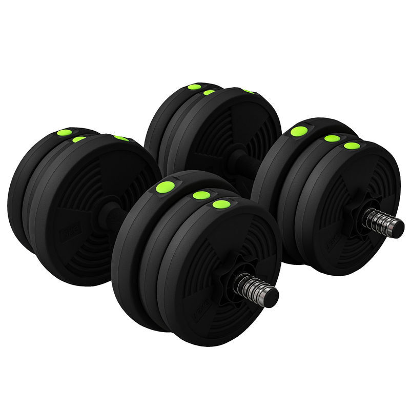 Sportnow kit de halteres 20kg 2 em 1 jogo de pesos com barra de pesos pega antiderrapante para treino de força em casa ginásio escritório preto e