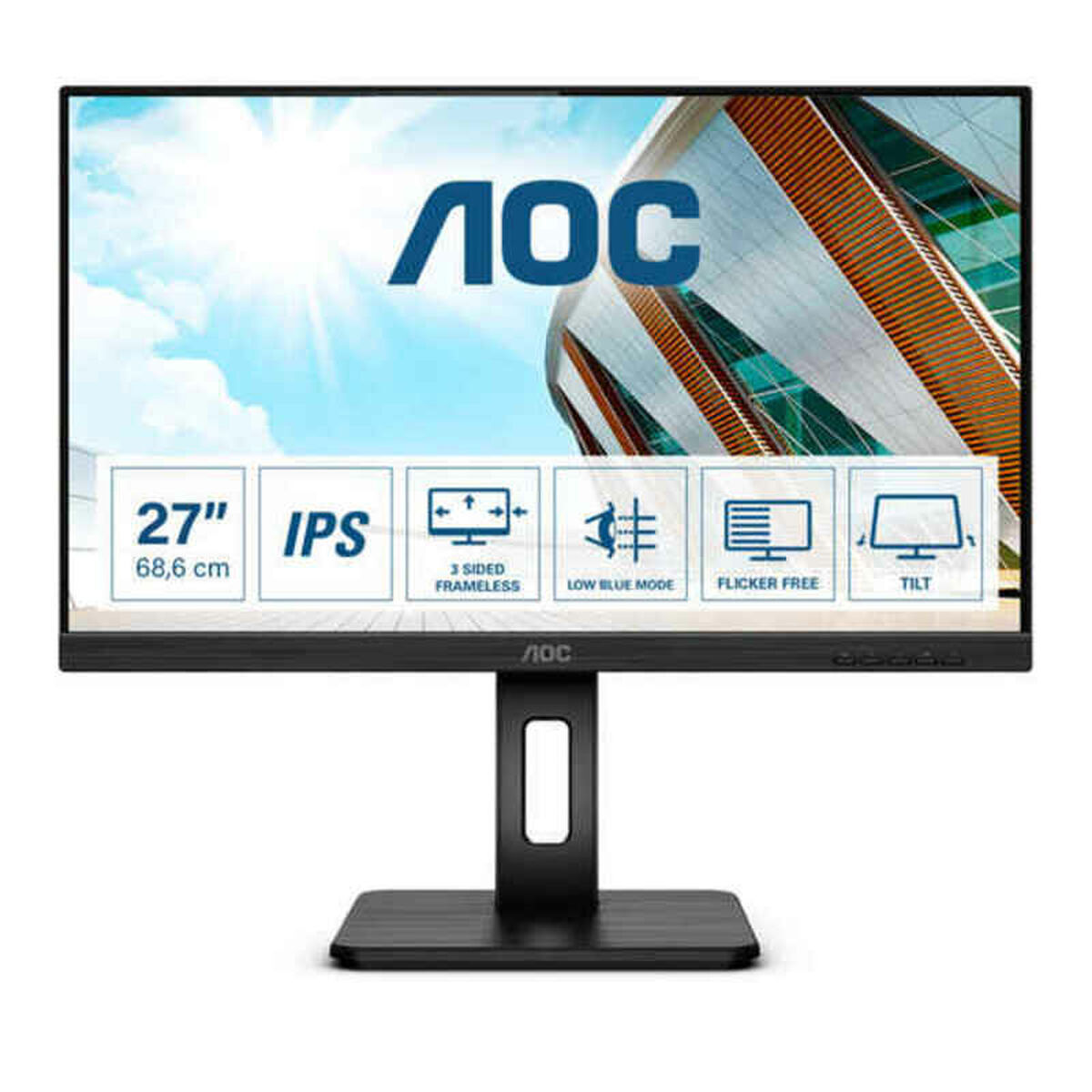 Aoc Monitor 27P2q 27" Ips Wled Led Ips Lcd Flicker Free 75 Hz Preto