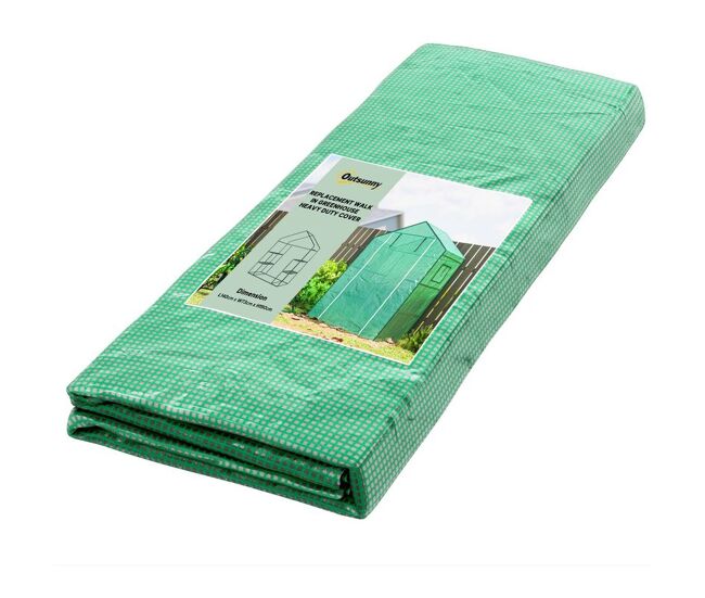 Outsunny cobertura para estufa 140x73x190 cm cobertura de substituição para estufa com janela, porta com fecho éclair, anti-uv, proteção de plantas