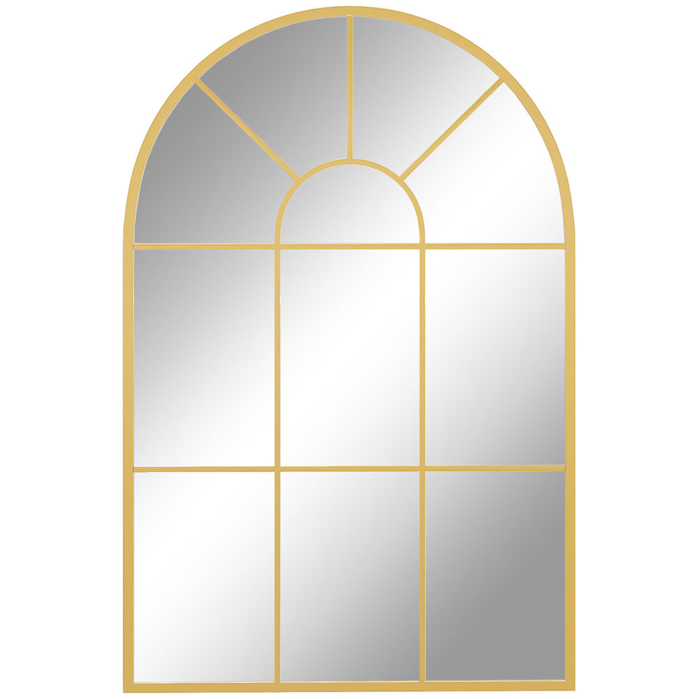 Homcom espelho decorativo de parede 60x91 cm espelho em forma de arco de metal para sala de estar dormitório entrada estilo moderno dourado