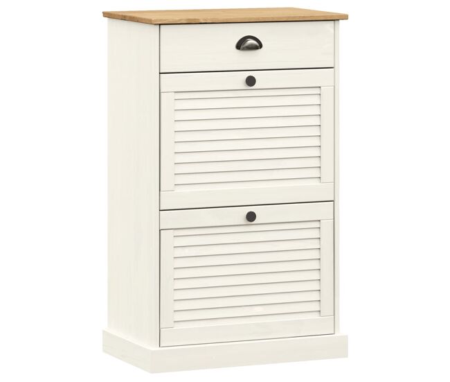 Vidaxl sapateira vigo 60x35x96 cm madeira de pinho maciça branco