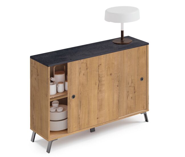 Briebe lys aparador, móvel auxiliar de sala, buffet, 2 portas de correr 87x120x40 cm, , madeira