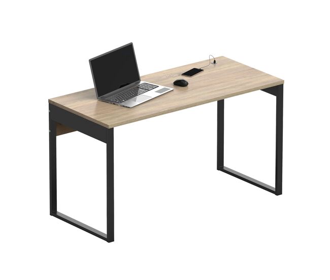 Briebe smuk mesa de escritório, escrivaninha computador, pernas com estrutura metálica 76x135x60cm, usb, , madeira