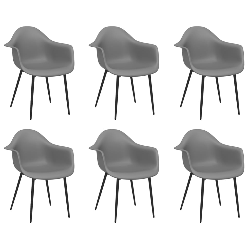 Vidaxl cadeiras de jantar 6 pcs pp cinzento