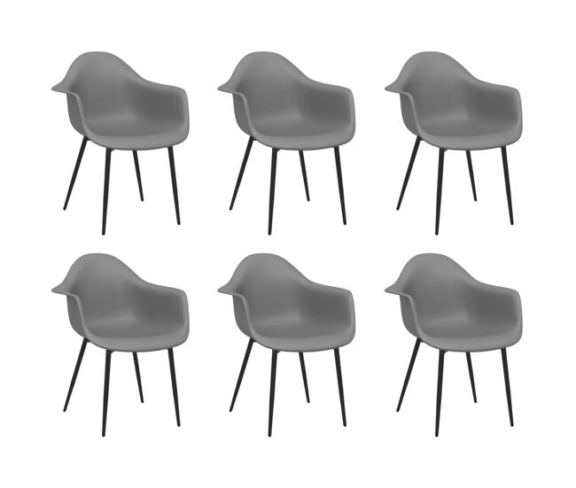Vidaxl cadeiras de jantar 6 pcs pp cinzento
