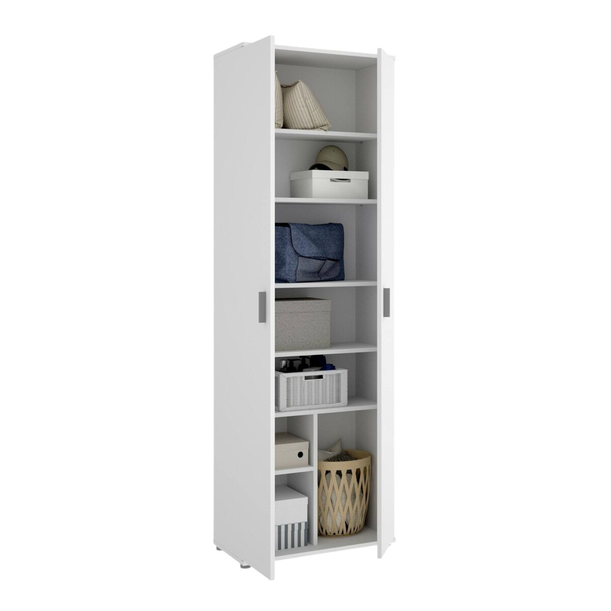 Armário multiuso com 2 portas com efeito madeira
