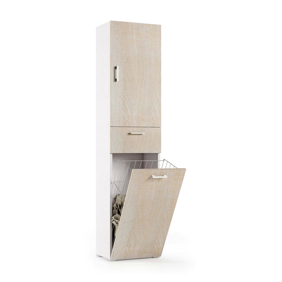 Armário multiuso com 2 portas com efeito madeira