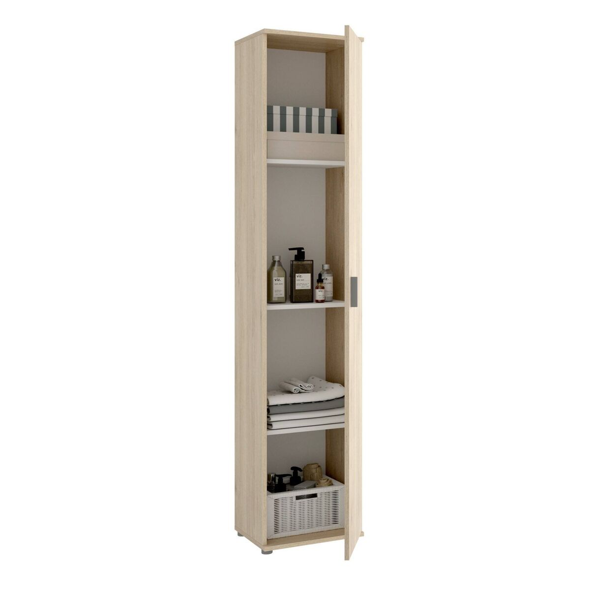 Armário multiuso com 1 porta efeito madeira