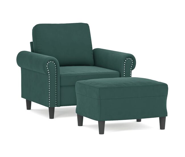 Vidaxl poltrona com apoio de pés 60 cm veludo verde-escuro