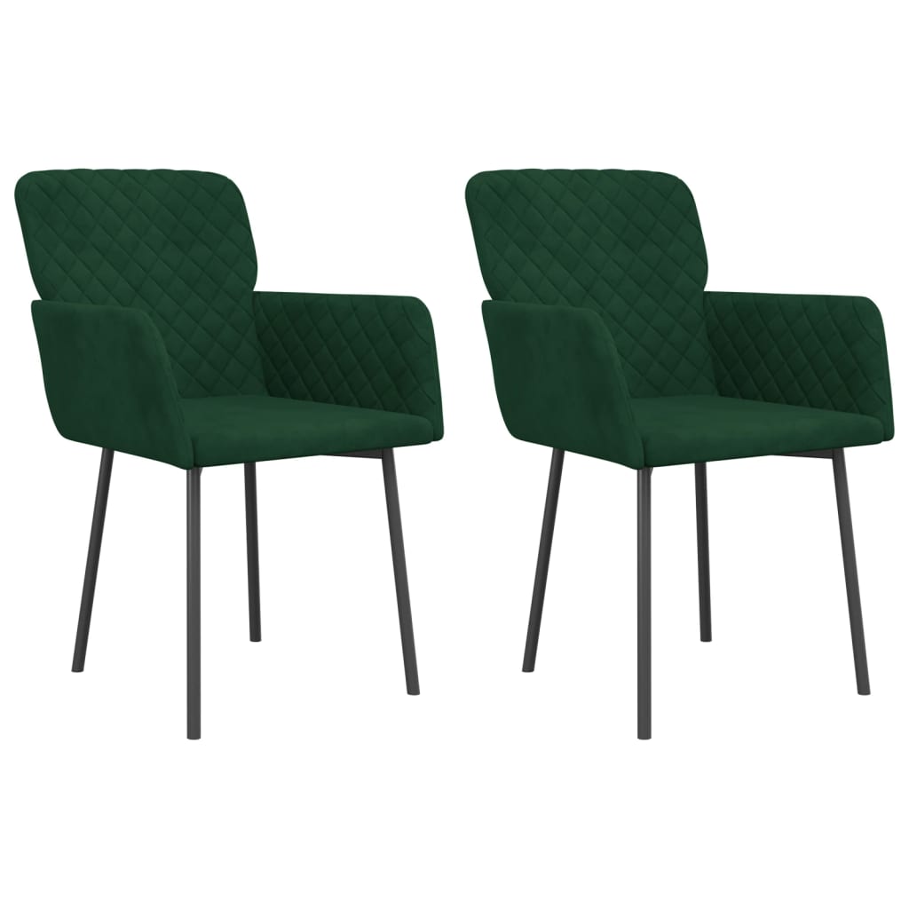 Vidaxl cadeiras de jantar 2 pcs veludo verde-escuro