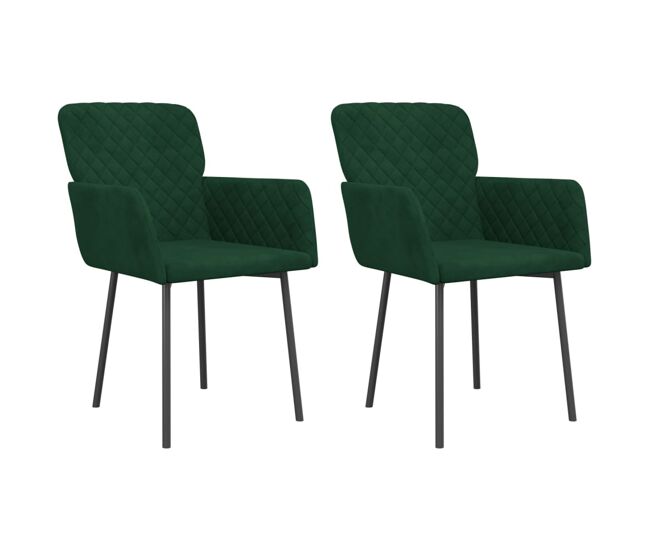 Vidaxl cadeiras de jantar 2 pcs veludo verde-escuro