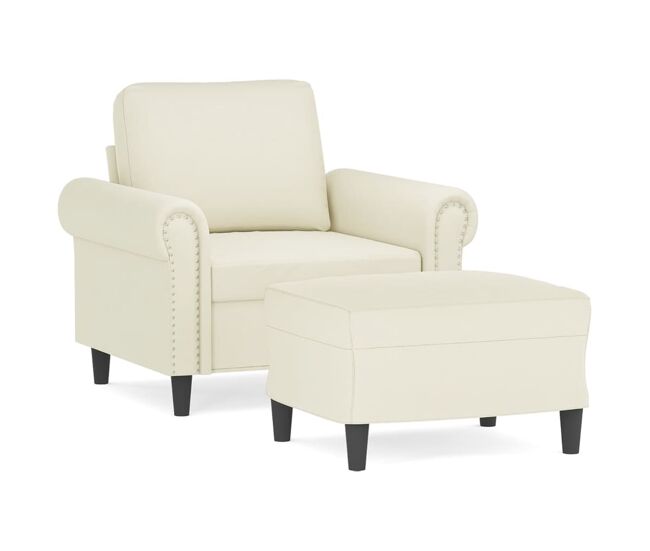 Vidaxl poltrona com apoio de pés 60 cm veludo cor creme