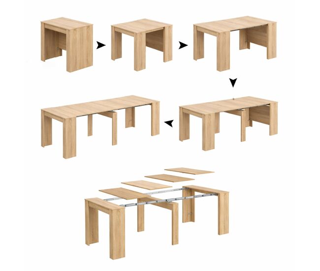 Mesa de consola extensível efeito madeira