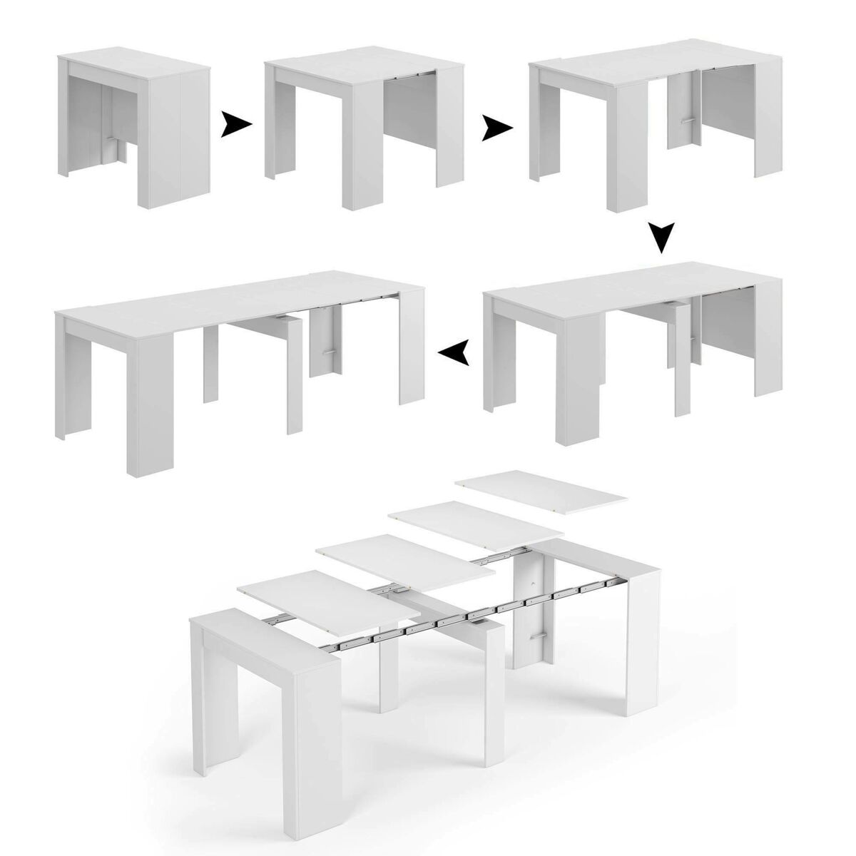 Mesa de consola extensível efeito madeira