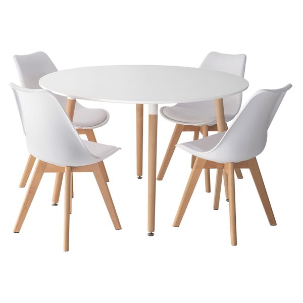 Mesa Martha y 4 sillas Nora 120x120
