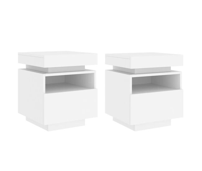 Vidaxl mesas de cabeceira c/ luzes led 2 pcs 40x39x48,5 cm branco