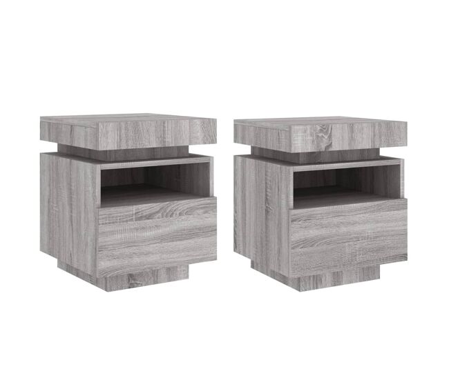 Vidaxl mesas cabeceira c/ luzes led 2 pcs 40x39x48,5 cm cinza sonoma