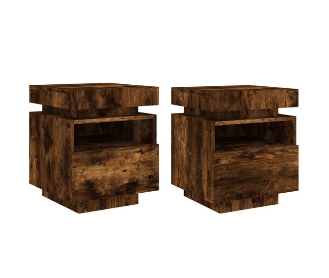 Vidaxl mesas cabeceira c/ luzes led 2 pcs 40x39x48,5cm carvalho fumado