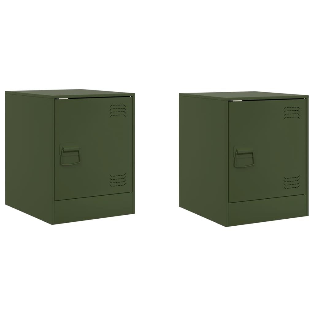 Vidaxl mesas de cabeceira 2 pcs 34,5x39x44 cm aço verde azeitona